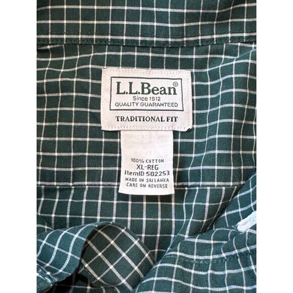 L.L. Bean shirt, XL, Traditional fit, 100% cotton, Forest Green pattern - Picture 3 of 8